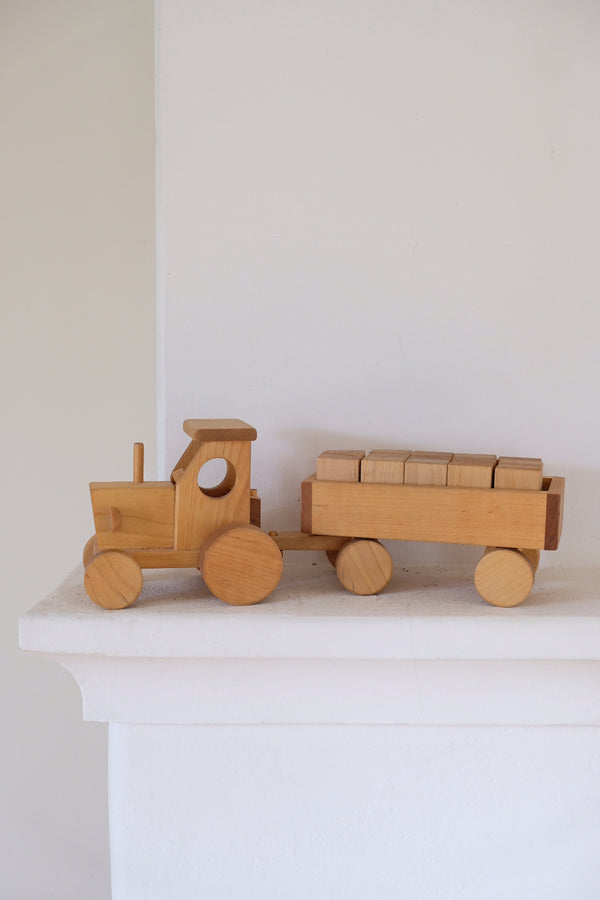 Vintage wooden tractor and blocks