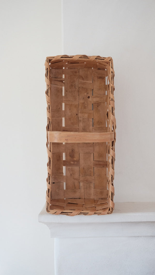 Woven split wood basket
